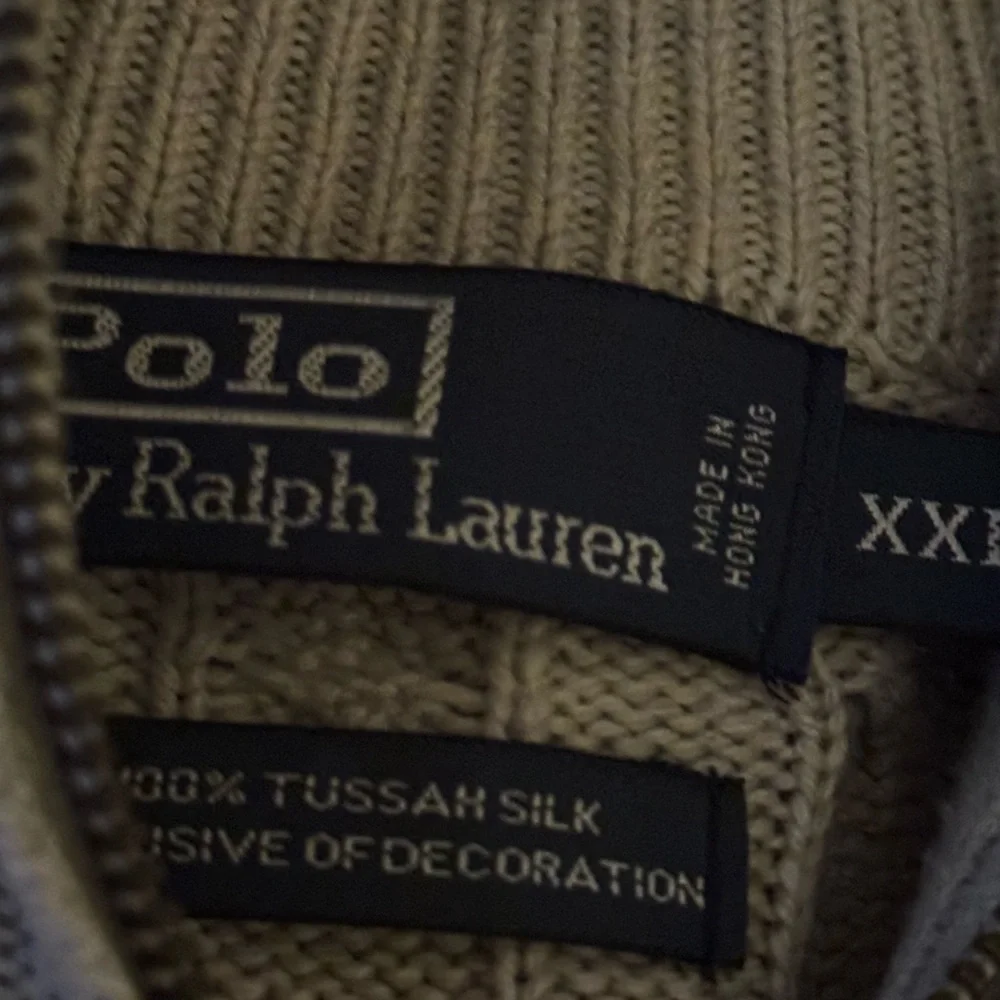 Polo by Ralph Lauren Men's Beige Cable Knit Zip Sweater - Picture 2 of 3